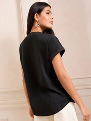Love & Roses Black Notch Neck T-Shirt - Image 4 of 4