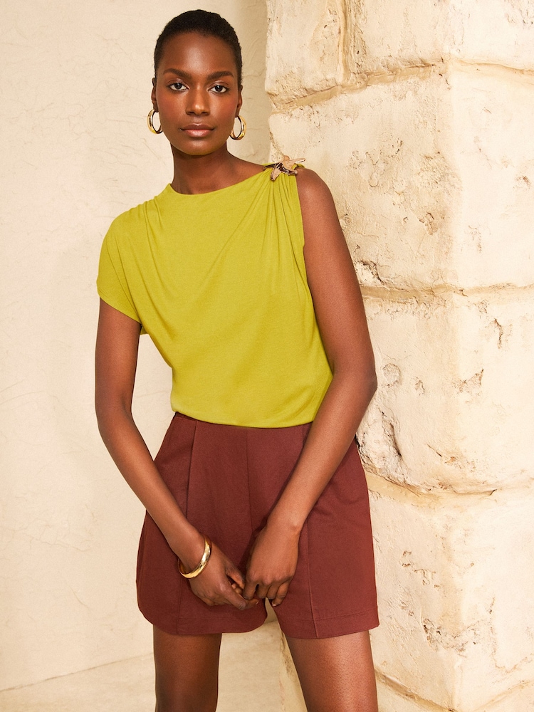 ライムグリーン スターフィッシュ 金具トリム - Love & Roses ドレープ ジャージー トップス - 画像 4 / 4