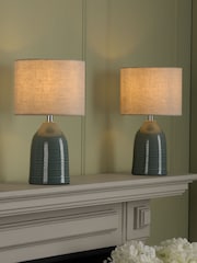 Laura Ashley 2 Pack Blue Penny Table Lamp - Image 1 of 3