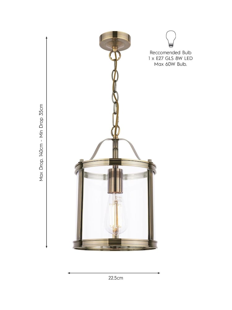 Laura Ashley Brass Harrington Lantern 1 Light Ceiling Light - Image 5 of 5