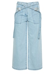 PixieGirl Petite Blue 100% Cotton Light Cross Over Belt Jeans - Image 5 of 5