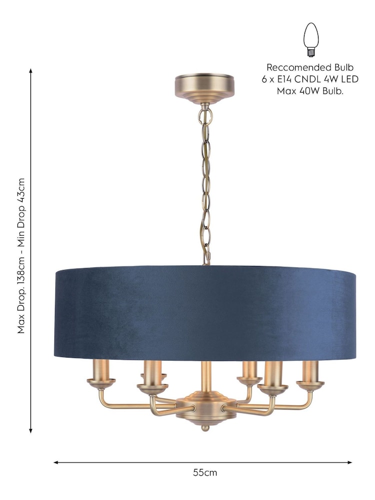 Laura Ashley Blue Sorrento Large Ceiling Light - Image 5 of 5