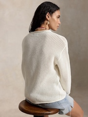 Polo Ralph Lauren White Cotton Flag Crochet Sweater - Image 2 of 3
