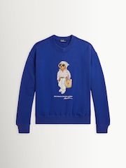 Polo Ralph Lauren Blue Crew Neck Polo Bear Cotton Sweatshirt - Image 1 of 2