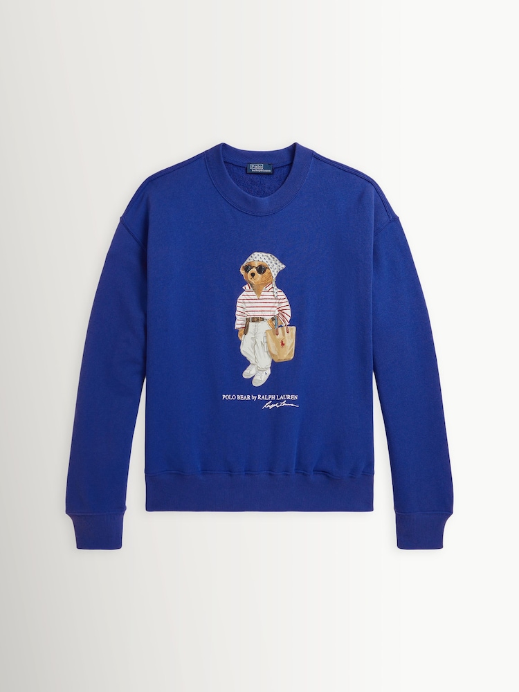 Polo Ralph Lauren Blue Crew Neck Polo Bear Cotton Sweatshirt - Image 1 of 2