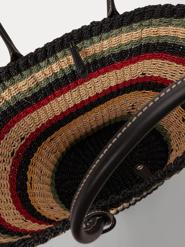 Polo Ralph Lauren Multi Stripe Bellport Basket Weave Tote Bag - Image 8 of 8
