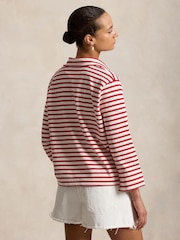 Polo Ralph Lauren Red Heavy Cotton Jersey Striped Tunic Top Polo Written Logo - Image 4 of 5