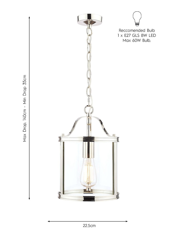 Laura Ashley Chrome Harrington Lantern 1 Light Ceiling Light - Image 6 of 6