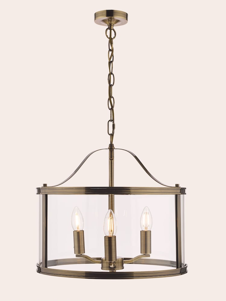 Laura Ashley Brass Harrington Lantern 3 Light Ceiling Light - Image 2 of 4