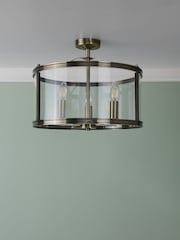 Laura Ashley Brass Harrington Lantern 3 Light Flush Ceiling Light - Image 2 of 5