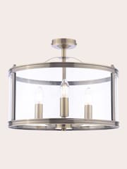 Laura Ashley Brass Harrington Lantern 3 Light Flush Ceiling Light - Image 3 of 5