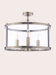 Laura Ashley Brass Harrington Lantern 3 Light Flush Ceiling Light - Image 4 of 5