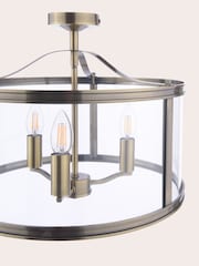 Laura Ashley Brass Harrington Lantern 3 Light Flush Ceiling Light - Image 5 of 5