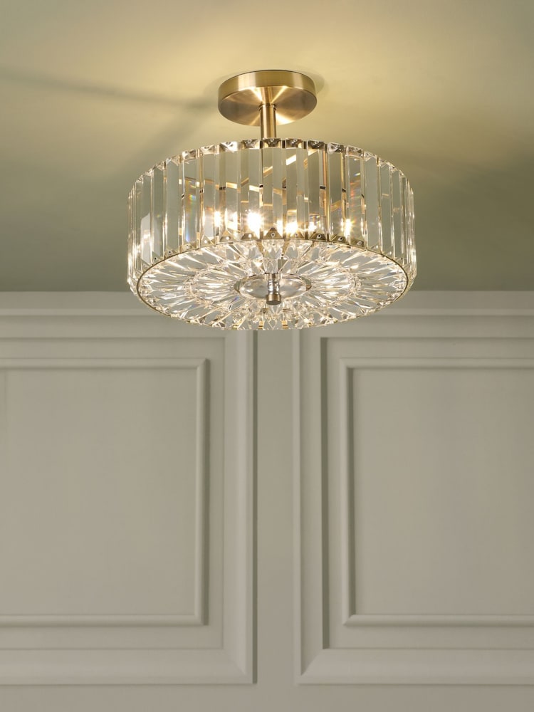 Laura Ashley Brass Fernhurst 3 Light Flush Ceiling Light - Image 1 of 6 Laura Ashley Brass Fernhurst 3 Light Flush Ceiling Light - Image 1 of 6