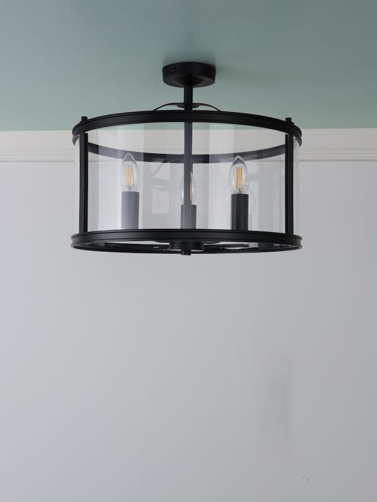 Laura Ashley Black Harrington Lantern 3 Light Flush Ceiling Light - Image 2 of 5 Laura Ashley Black Harrington Lantern 3 Light Flush Ceiling Light - Image 2 of 5