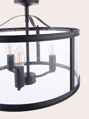 Laura Ashley Black Harrington Lantern 3 Light Flush Ceiling Light - Image 5 of 5