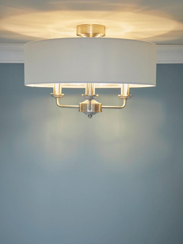 Laura Ashley Chrome Sorrento Flush Fitting Ceiling Light - Image 1 of 5 Laura Ashley Chrome Sorrento Flush Fitting Ceiling Light - Image 1 of 5