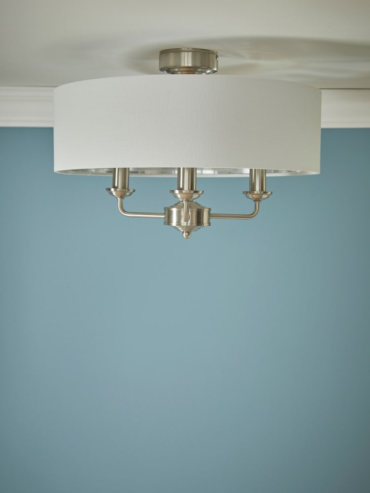 Laura Ashley Chrome Sorrento Flush Fitting Ceiling Light - Image 2 of 5 Laura Ashley Chrome Sorrento Flush Fitting Ceiling Light - Image 2 of 5