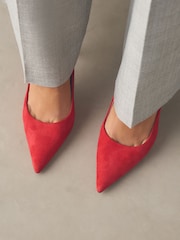 Coral Pink Standard/Wide Fit Leather Mid Court Shoes - Image 1 of 8