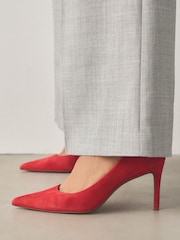 Coral Pink Standard/Wide Fit Leather Mid Court Shoes - Image 2 of 8