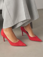 Coral Pink Standard/Wide Fit Leather Mid Court Shoes - Image 3 of 8