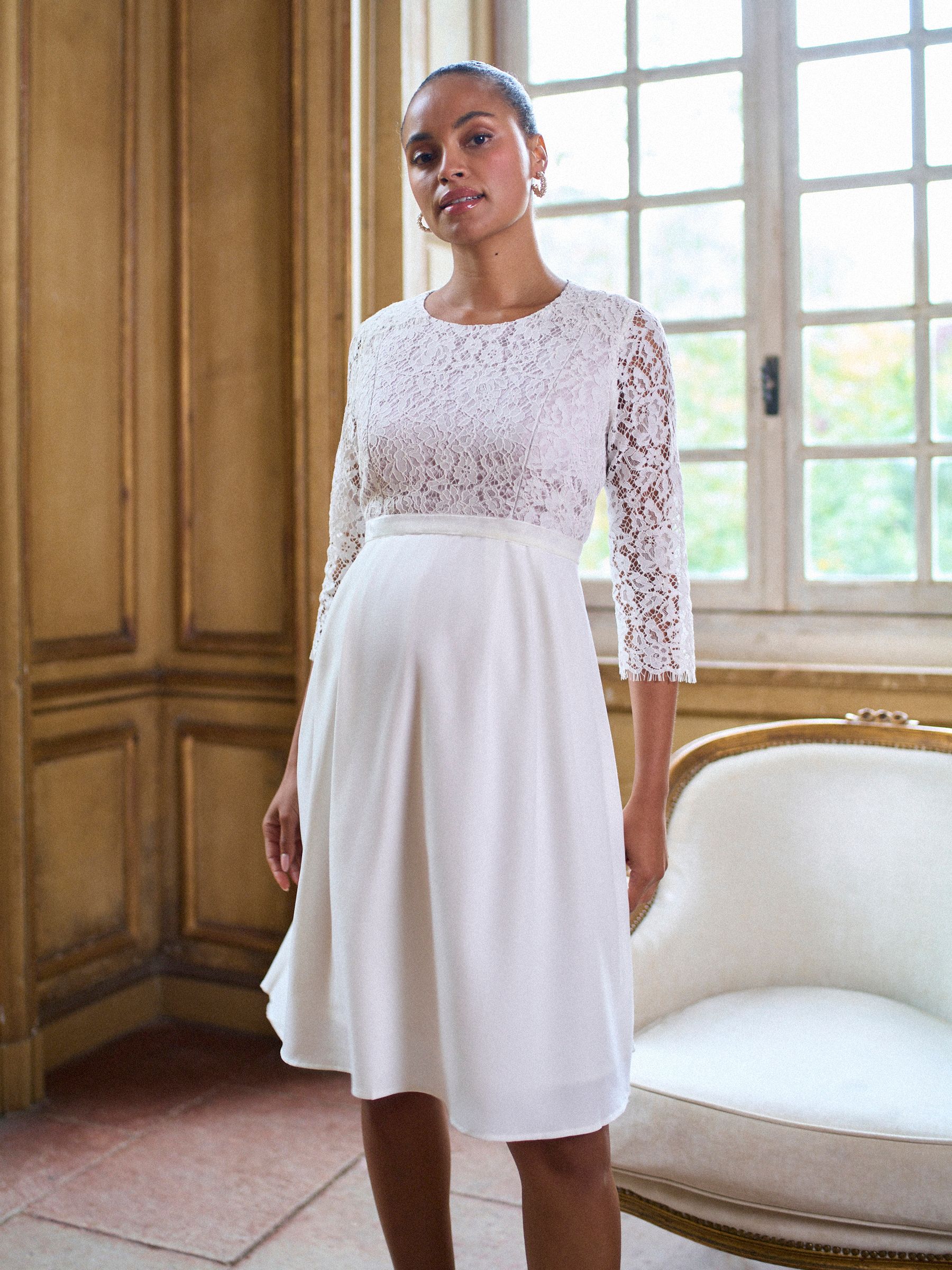 Buy Seraphine White Ivory Premium Lace Bodice Maternity & Nursing