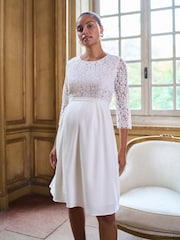 Seraphine Ivory Lace Bodice Maternity & Nursing Occasion Bridal Dress - Image 1 of 7