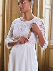 Seraphine Ivory Lace Bodice Maternity & Nursing Occasion Bridal Dress - Image 6 of 7