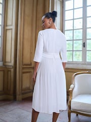 Seraphine Ivory Maternity Ponte Bodice Occasion Bridal Dress With Floaty Pleated Skirt - Image 2 of 5