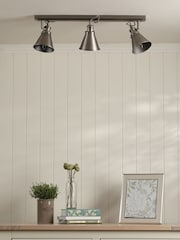 Laura Ashley Silver Rufus Grande 1 Light Pendant 3 Light Linear Pendant Bar Ceiling Light - Image 2 of 6