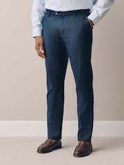 Navy Muscle Fit Motionflex Linen TENCEL™ Lyocell Blend Smart Trousers - Image 1 of 5