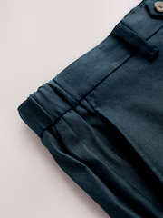 Navy Muscle Fit Motionflex Linen TENCEL™ Lyocell Blend Smart Trousers - Image 11 of 11