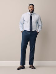 Navy Muscle Fit Motionflex Linen TENCEL™ Lyocell Blend Smart Trousers - Image 2 of 5