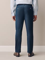 Navy Muscle Fit Motionflex Linen TENCEL™ Lyocell Blend Smart Trousers - Image 3 of 5
