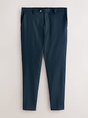 Navy Muscle Fit Motionflex Linen TENCEL™ Lyocell Blend Smart Trousers - Image 6 of 11