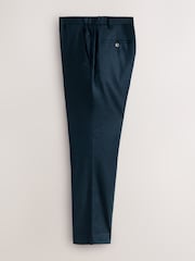 Navy Muscle Fit Motionflex Linen TENCEL™ Lyocell Blend Smart Trousers - Image 7 of 11