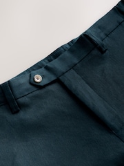 Navy Muscle Fit Motionflex Linen TENCEL™ Lyocell Blend Smart Trousers - Image 9 of 11