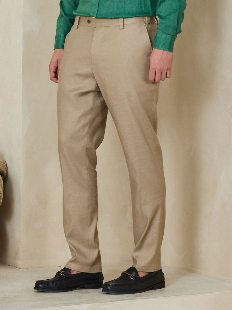 石感灰 - Motionflex Linen TENCEL™ Lyocell Blend Smart Trousers - 圖片 1，共 4