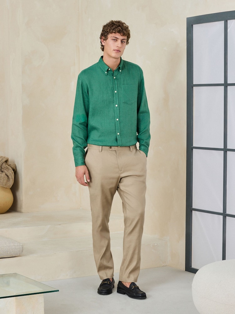 石感灰 - Motionflex Linen TENCEL™ Lyocell Blend Smart Trousers - 圖片 2，共 4