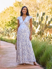 Seraphine Blue Maternity Maxi Dress - Image 4 of 7