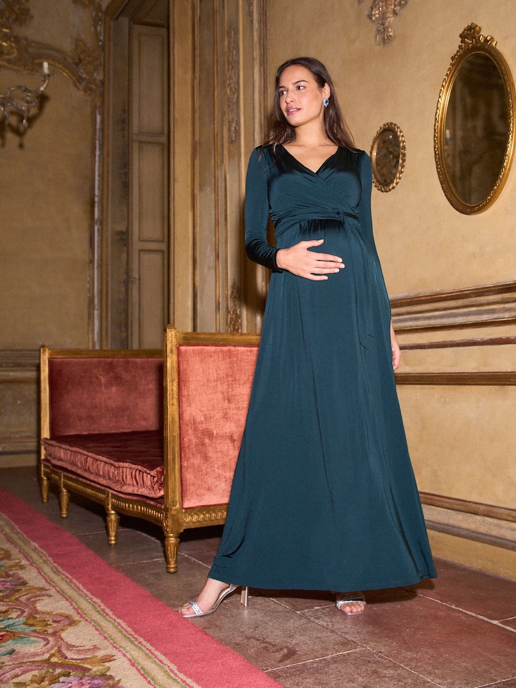 Womens Seraphine Emerald Green Premium Maternity & Nursing Wrap Maxi Dress US 6