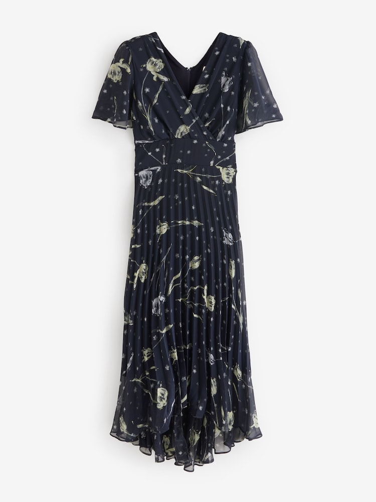 כחול  - Jolie Moi שמלת שיפון באורך מידקסי עם שרוולים מתנפנפים - תמונה 7 מתוך 7