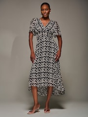 Negro - Jolie Moi Chiffon Floaty Sleeved Midaxi Dress - Imagen 3 de 6
