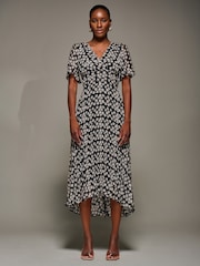 Negro - Jolie Moi Chiffon Floaty Sleeved Midaxi Dress - Imagen 6 de 6