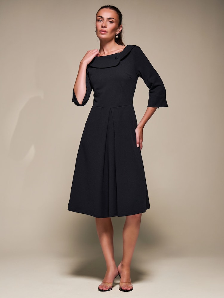Buy Jolie Moi Black Buttoned Fold Collar Midi Dress from Next USA