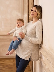 Seraphine Grey Leopard Print Mum & Baby Maternity & Nursing Matching Jumper - Image 2 of 8