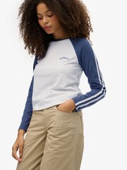 Superdry Blue Essential Logo Retro Long Sleeve Top - Image 3 of 6