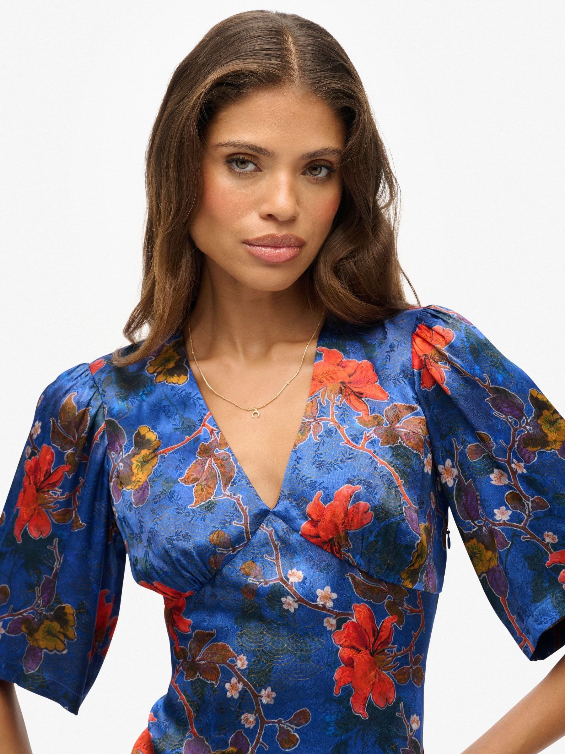 Buy Superdry Blue Short Sleeve Jacquard Midi Dress from Next Singapore