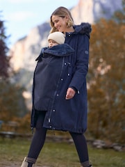 Seraphine Navy Blue Long Down Lined 3-In-1 Maternity & Babywearing Parka - Image 1 of 8