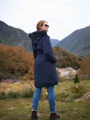 Seraphine Navy Blue Long Down Lined 3-In-1 Maternity & Babywearing Parka - Image 2 of 8